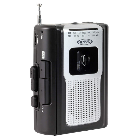 Jensen CR-100TE Retro Portable Radio Cassette Recorder - BLACK