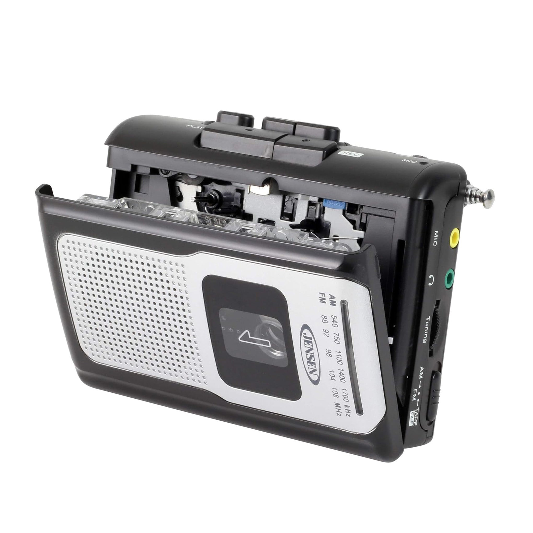 Jensen CR-100TE Retro Portable Radio Cassette Recorder - BLACK